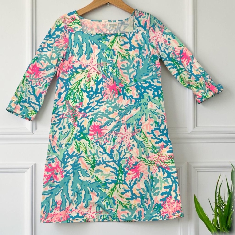 Lilly Pulitzer Coral Reef Shift Dress Size M Coastal Prep Resort Beachcore Ocean